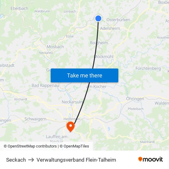 Seckach to Verwaltungsverband Flein-Talheim map