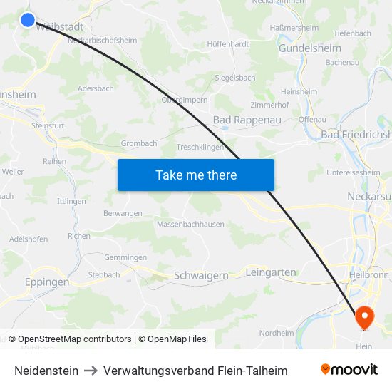 Neidenstein to Verwaltungsverband Flein-Talheim map