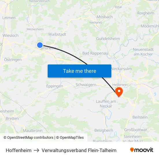 Hoffenheim to Verwaltungsverband Flein-Talheim map