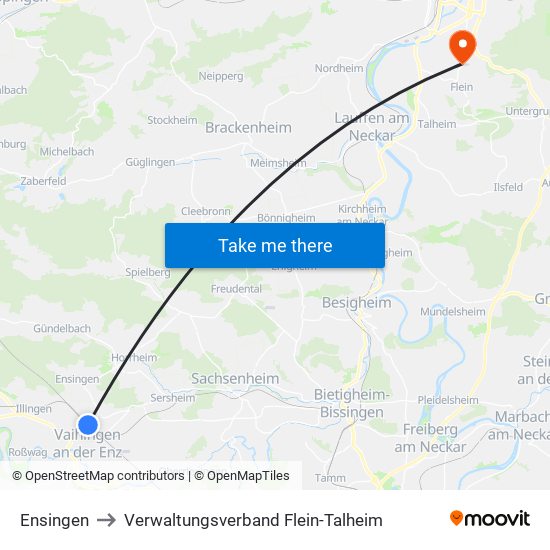 Ensingen to Verwaltungsverband Flein-Talheim map