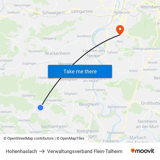 Hohenhaslach to Verwaltungsverband Flein-Talheim map