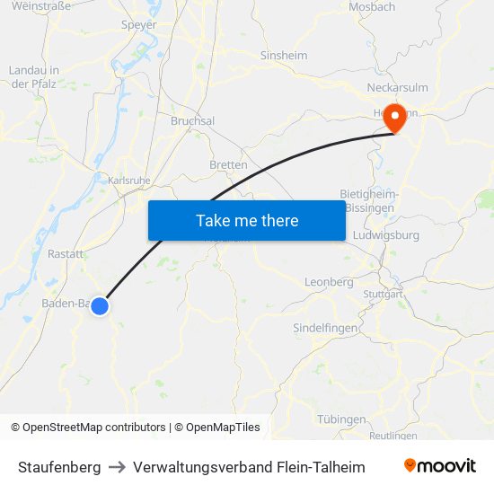 Staufenberg to Verwaltungsverband Flein-Talheim map