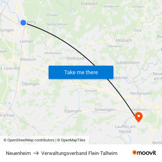 Neuenheim to Verwaltungsverband Flein-Talheim map