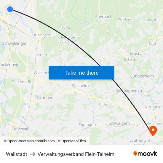 Wallstadt to Verwaltungsverband Flein-Talheim map