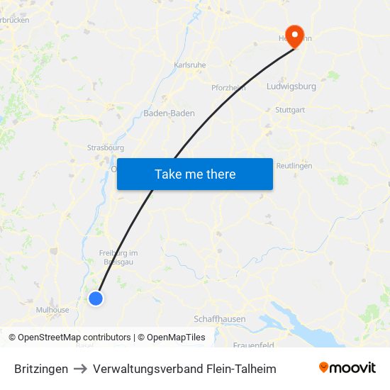 Britzingen to Verwaltungsverband Flein-Talheim map