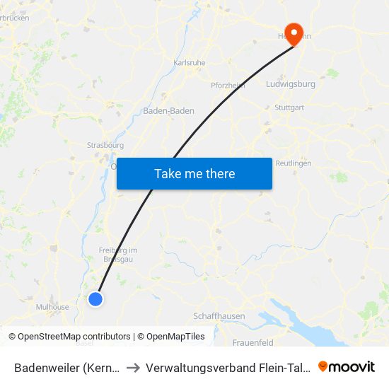 Badenweiler (Kernort) to Verwaltungsverband Flein-Talheim map