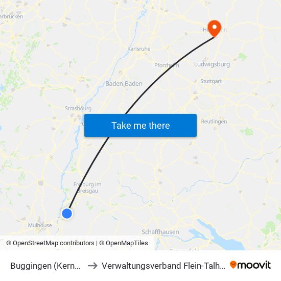 Buggingen (Kernort) to Verwaltungsverband Flein-Talheim map