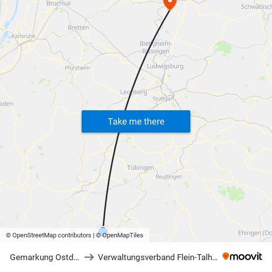 Gemarkung Ostdorf to Verwaltungsverband Flein-Talheim map