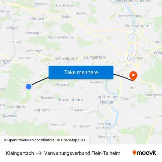 Kleingartach to Verwaltungsverband Flein-Talheim map