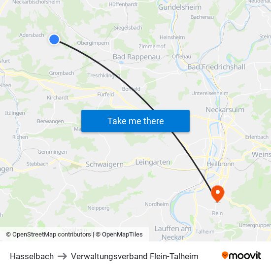 Hasselbach to Verwaltungsverband Flein-Talheim map