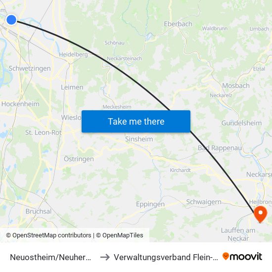 Neuostheim/Neuhermsheim to Verwaltungsverband Flein-Talheim map