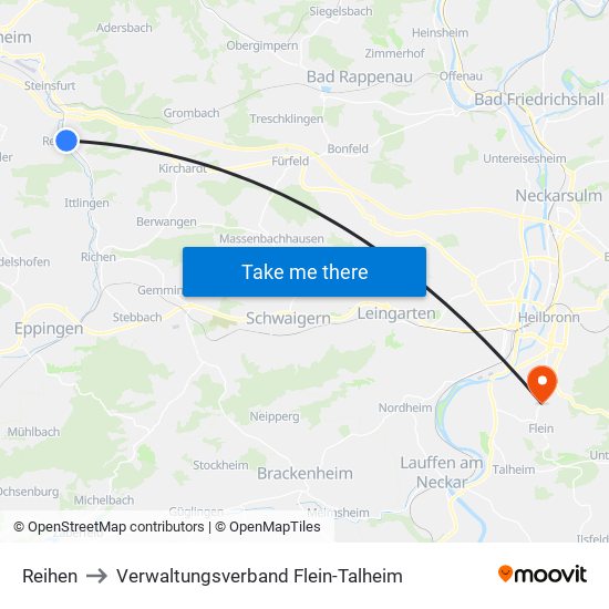 Reihen to Verwaltungsverband Flein-Talheim map