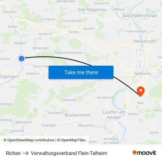 Richen to Verwaltungsverband Flein-Talheim map