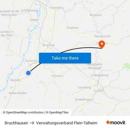 Bruchhausen to Verwaltungsverband Flein-Talheim map