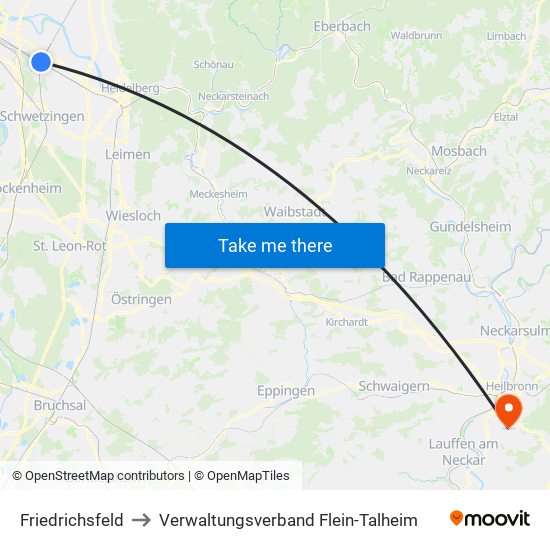 Friedrichsfeld to Verwaltungsverband Flein-Talheim map
