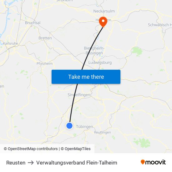 Reusten to Verwaltungsverband Flein-Talheim map