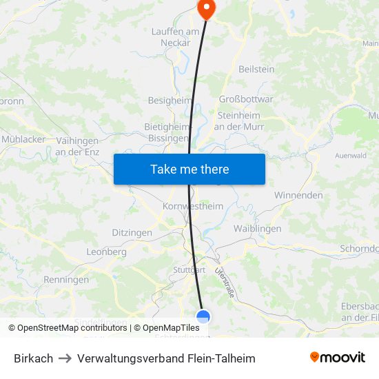 Birkach to Verwaltungsverband Flein-Talheim map