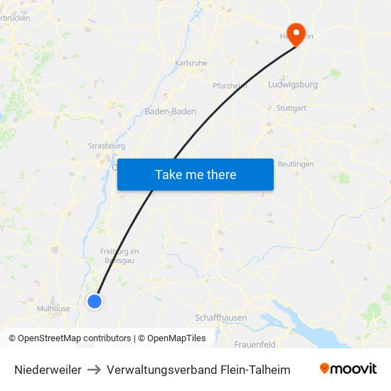 Niederweiler to Verwaltungsverband Flein-Talheim map