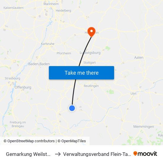 Gemarkung Weilstetten to Verwaltungsverband Flein-Talheim map