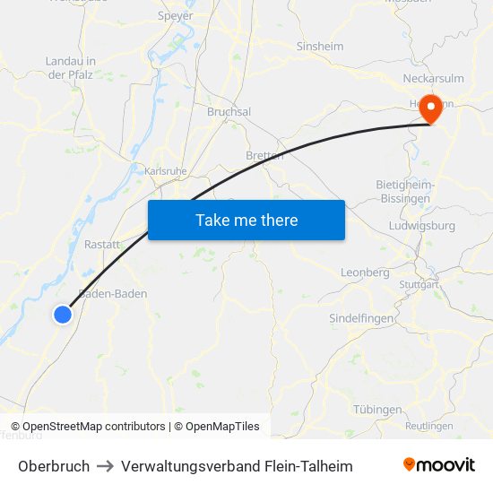 Oberbruch to Verwaltungsverband Flein-Talheim map