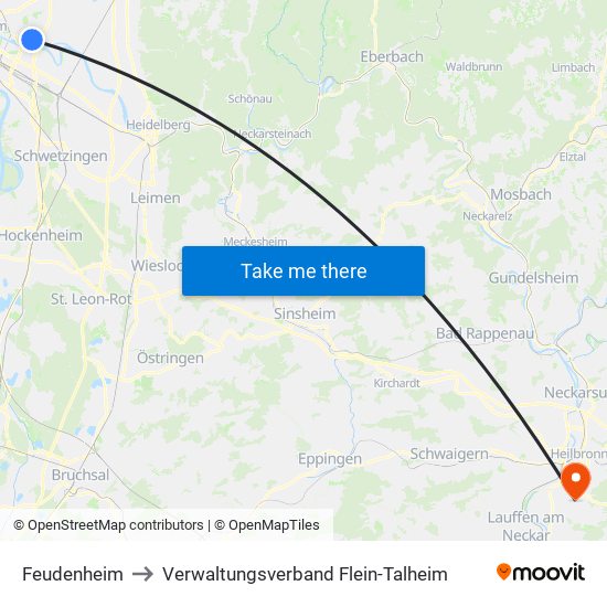 Feudenheim to Verwaltungsverband Flein-Talheim map