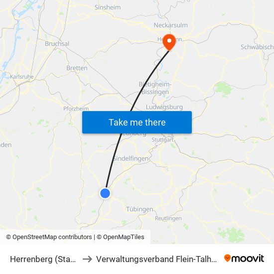 Herrenberg (Stadt) to Verwaltungsverband Flein-Talheim map