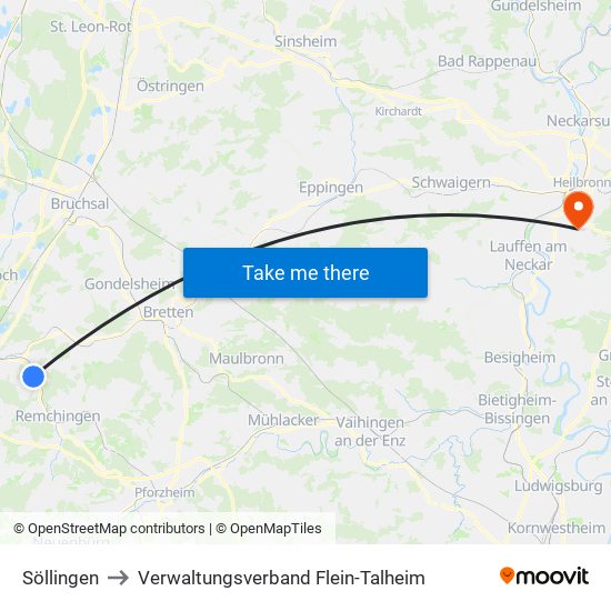 Söllingen to Verwaltungsverband Flein-Talheim map