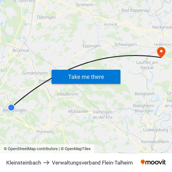 Kleinsteinbach to Verwaltungsverband Flein-Talheim map