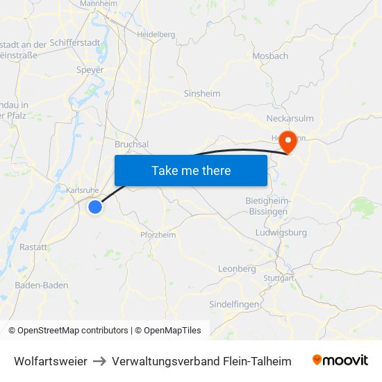 Wolfartsweier to Verwaltungsverband Flein-Talheim map