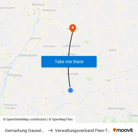 Gemarkung Gauselfingen to Verwaltungsverband Flein-Talheim map