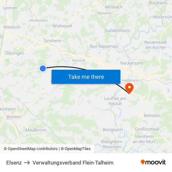 Elsenz to Verwaltungsverband Flein-Talheim map