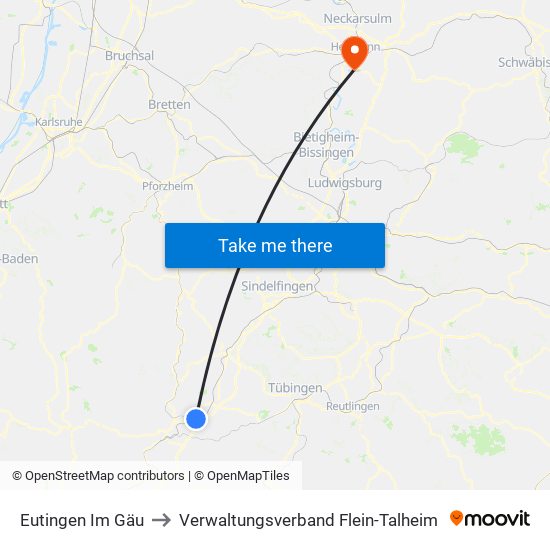 Eutingen Im Gäu to Verwaltungsverband Flein-Talheim map