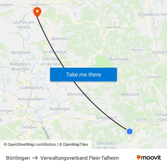 Börtlingen to Verwaltungsverband Flein-Talheim map