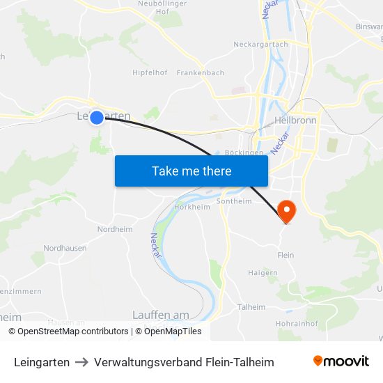 Leingarten to Verwaltungsverband Flein-Talheim map