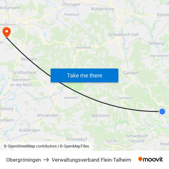 Obergröningen to Verwaltungsverband Flein-Talheim map