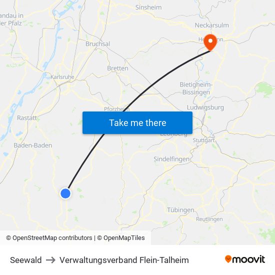 Seewald to Verwaltungsverband Flein-Talheim map