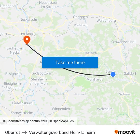 Oberrot to Verwaltungsverband Flein-Talheim map
