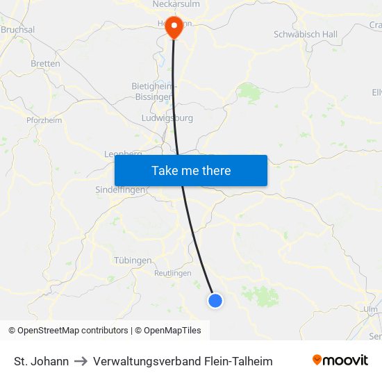 St. Johann to Verwaltungsverband Flein-Talheim map