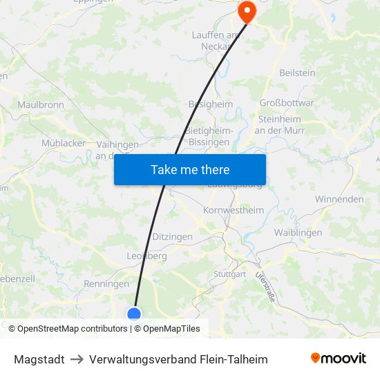 Magstadt to Verwaltungsverband Flein-Talheim map