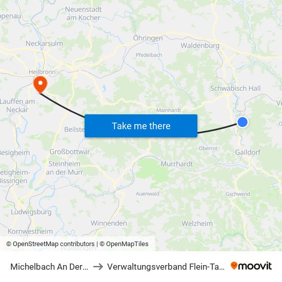 Michelbach An Der Bilz to Verwaltungsverband Flein-Talheim map