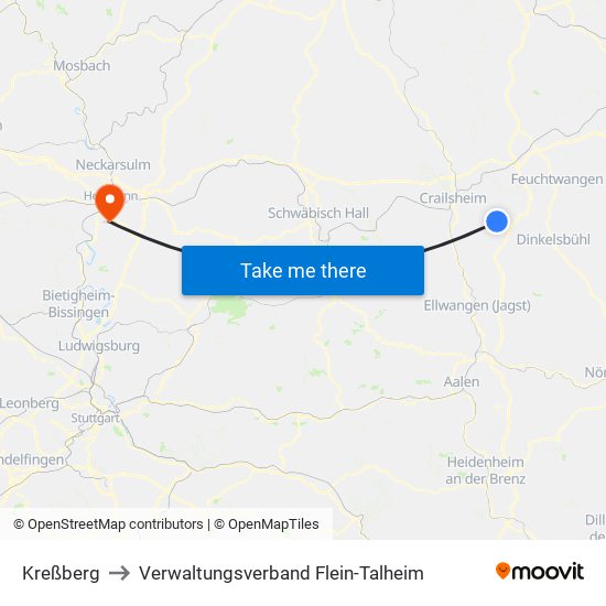Kreßberg to Verwaltungsverband Flein-Talheim map