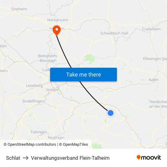 Schlat to Verwaltungsverband Flein-Talheim map