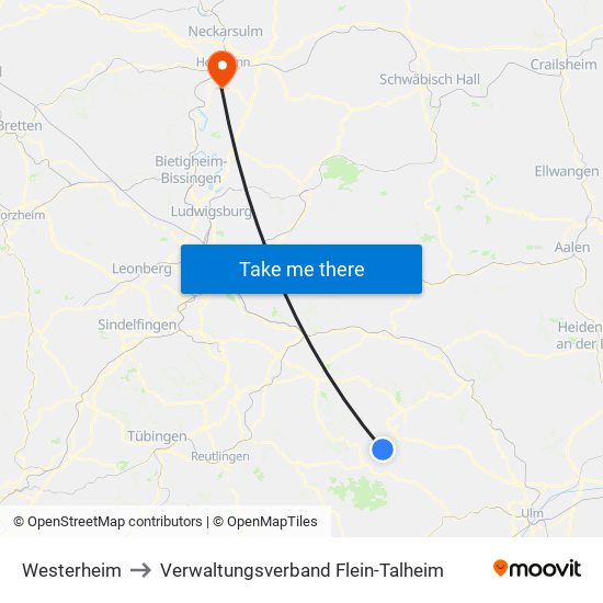 Westerheim to Verwaltungsverband Flein-Talheim map