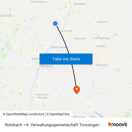 Rohrbach to Verwaltungsgemeinschaft Trossingen map