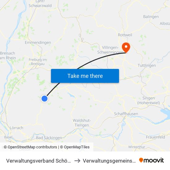 Verwaltungsverband Schönau Im Schwarzwald to Verwaltungsgemeinschaft Trossingen map