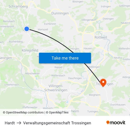 Hardt to Verwaltungsgemeinschaft Trossingen map