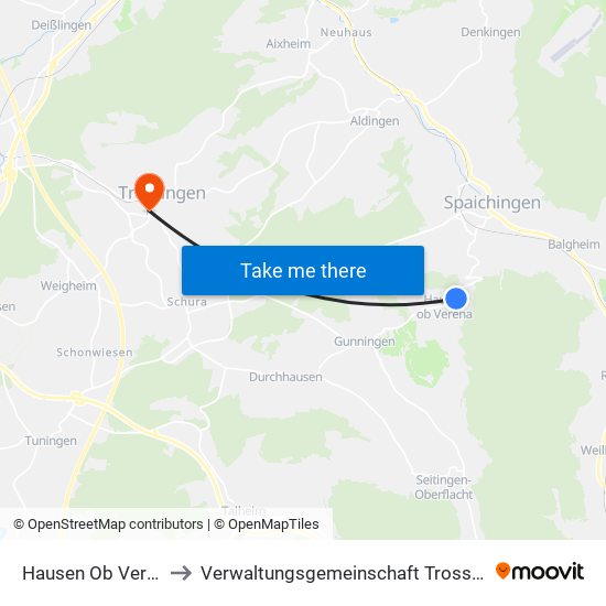 Hausen Ob Verena to Verwaltungsgemeinschaft Trossingen map