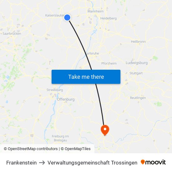 Frankenstein to Verwaltungsgemeinschaft Trossingen map