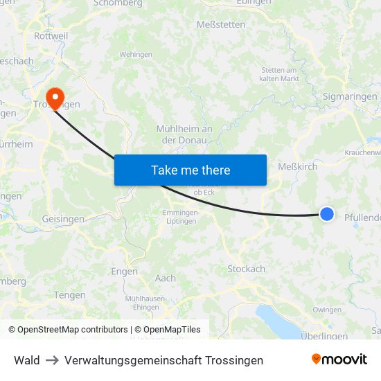 Wald to Verwaltungsgemeinschaft Trossingen map