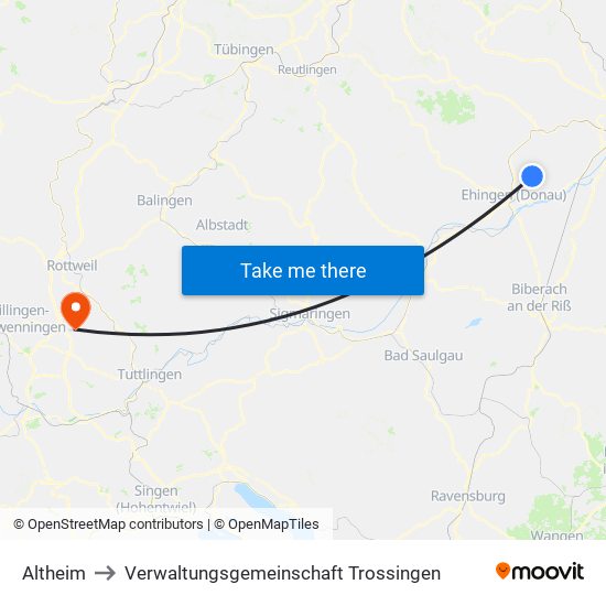 Altheim to Verwaltungsgemeinschaft Trossingen map